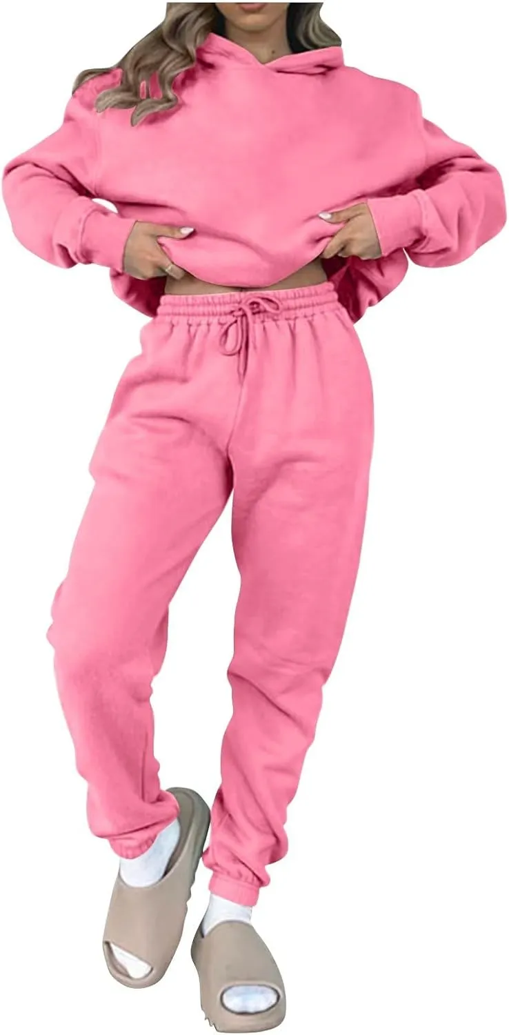 Womens Sweatsuits 2 Piece Set Sweatsuits Pullover Fleece Sweatshirt Jogger Pants Lounge Set Two Piece Jogging Suits