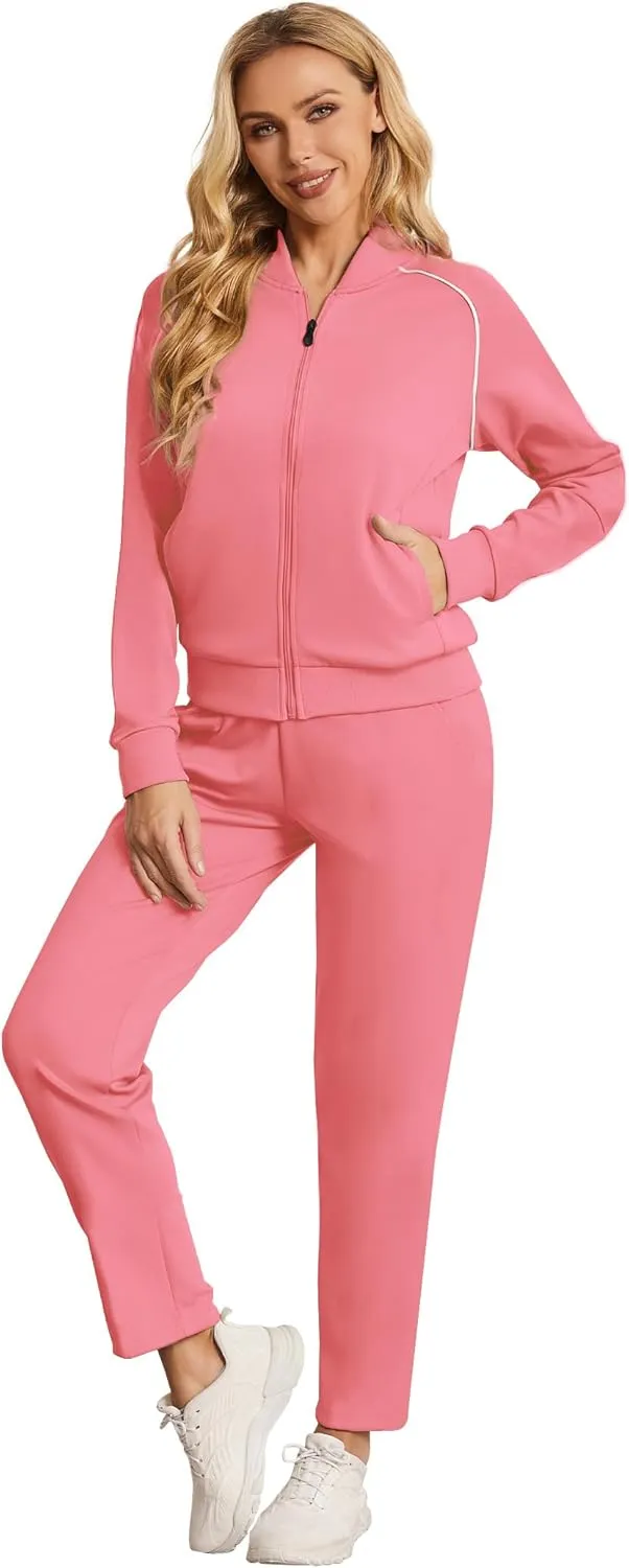 Women's Two Piece Tracksuit Long Sleeve Zip Up Sweatshirt Long Pants Outfits Jogger Sweatsuit Sets