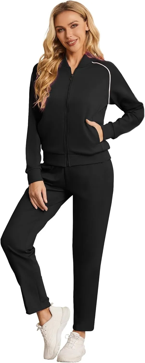 Women's Two Piece Tracksuit Long Sleeve Zip Up Sweatshirt Long Pants Outfits Jogger Sweatsuit Sets
