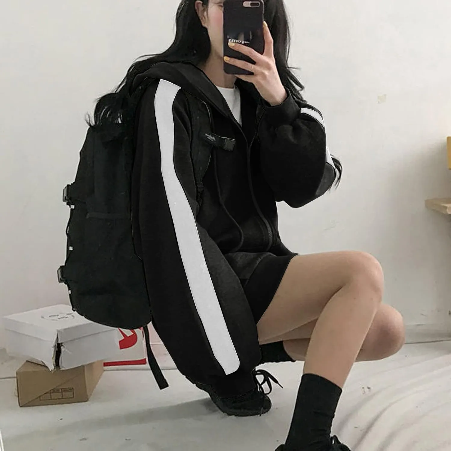Womens Zip Up Hoodie Plus Size Oversized Aesthetic Grunge Cute Y2K Hoodie for Teen Girls Trendy Loose Fit Sweatshirts