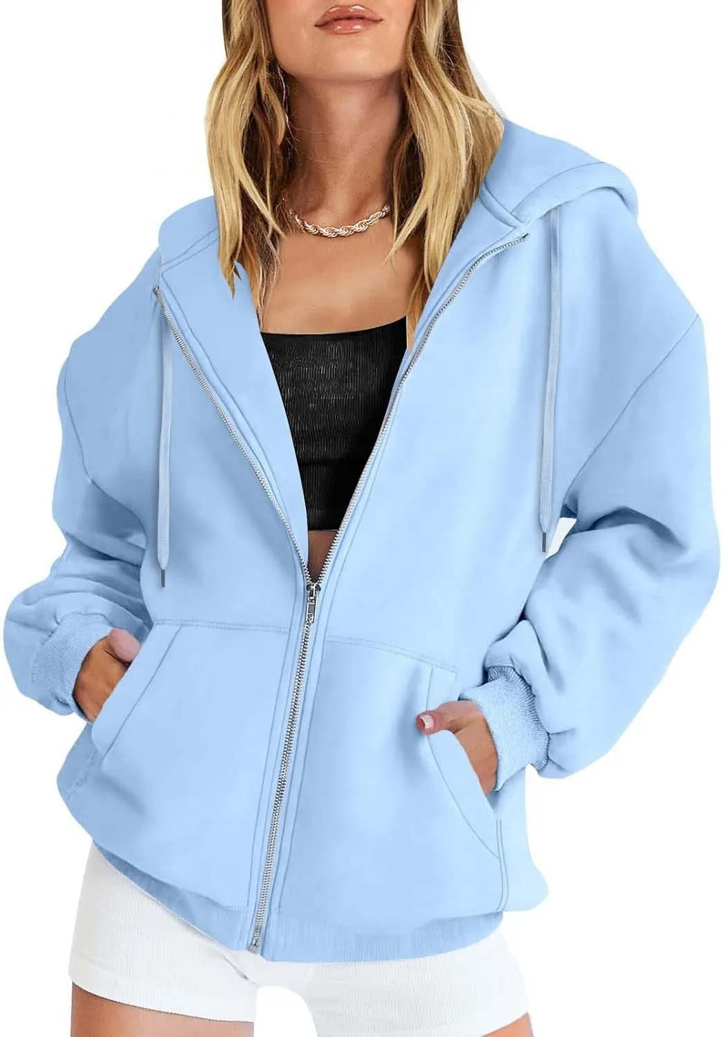 Womens Zip Up Hoodies 2024 Fall Fashion Long Sleeve Sweatshirts Winter Outfits Oversized Sweaters Casual Fashion Jackets