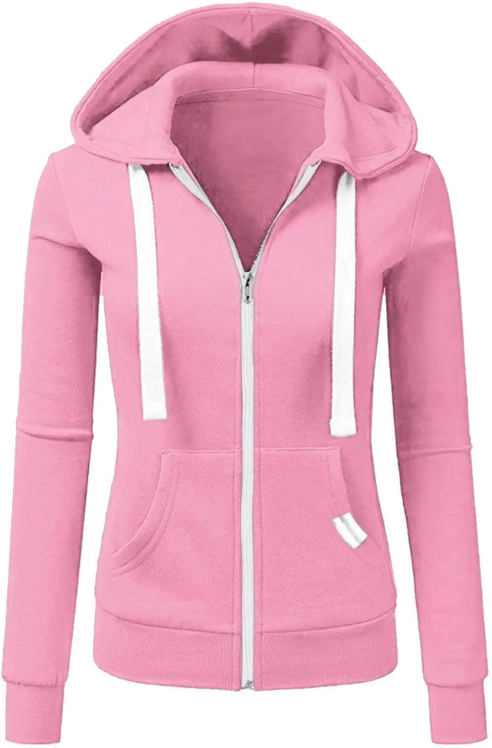 Womens Zip Up Hoodies Lightweight Casual Long Sleeve Drawstring Slim Fit Hooded Sweatshirts with Pockets