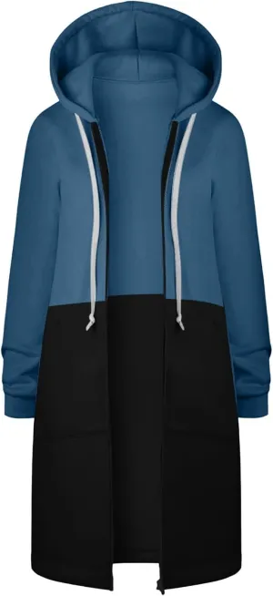Womens Zip Up Long Sleeve Hoodies Sweatshirt Fleece Jackets 2024 Fall Fashion Outfits Winter Clothes Long Coats