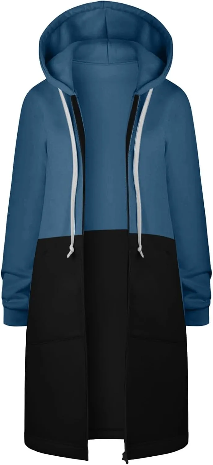 Womens Zip Up Long Sleeve Hoodies Sweatshirt Fleece Jackets 2024 Fall Fashion Outfits Winter Clothes Long Coats
