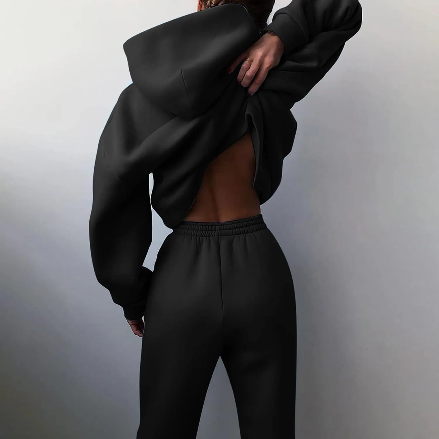 Workout Sets for Women Plus Size Sweatsuits Two Piece Sweatpants Sets and Hooded Pullover Long Sleeve Sweatshirts