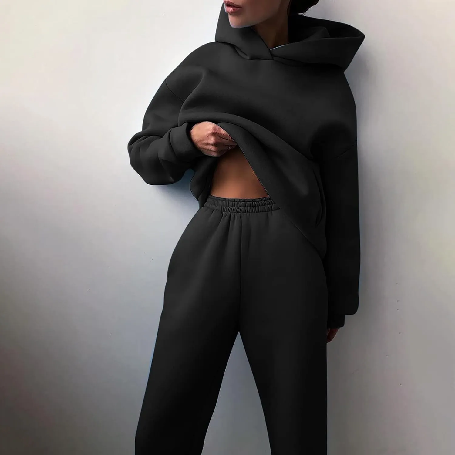 Workout Sets for Women Plus Size Sweatsuits Two Piece Sweatpants Sets and Hooded Pullover Long Sleeve Sweatshirts