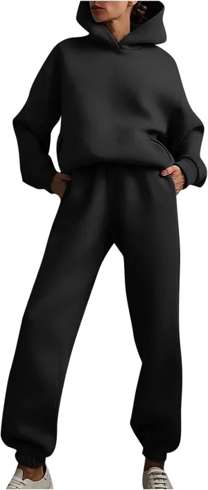 Workout Sets for Women Plus Size Sweatsuits Two Piece Sweatpants Sets and Hooded Pullover Long Sleeve Sweatshirts