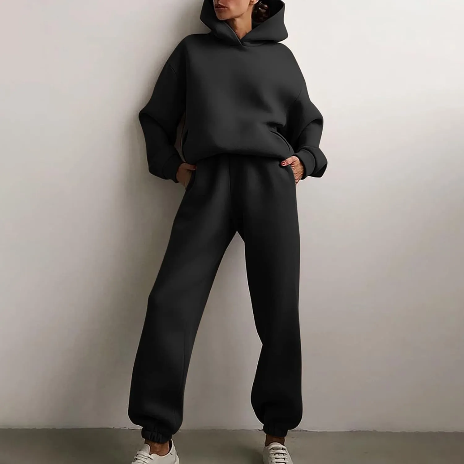 Workout Sets for Women Plus Size Sweatsuits Two Piece Sweatpants Sets and Hooded Pullover Long Sleeve Sweatshirts