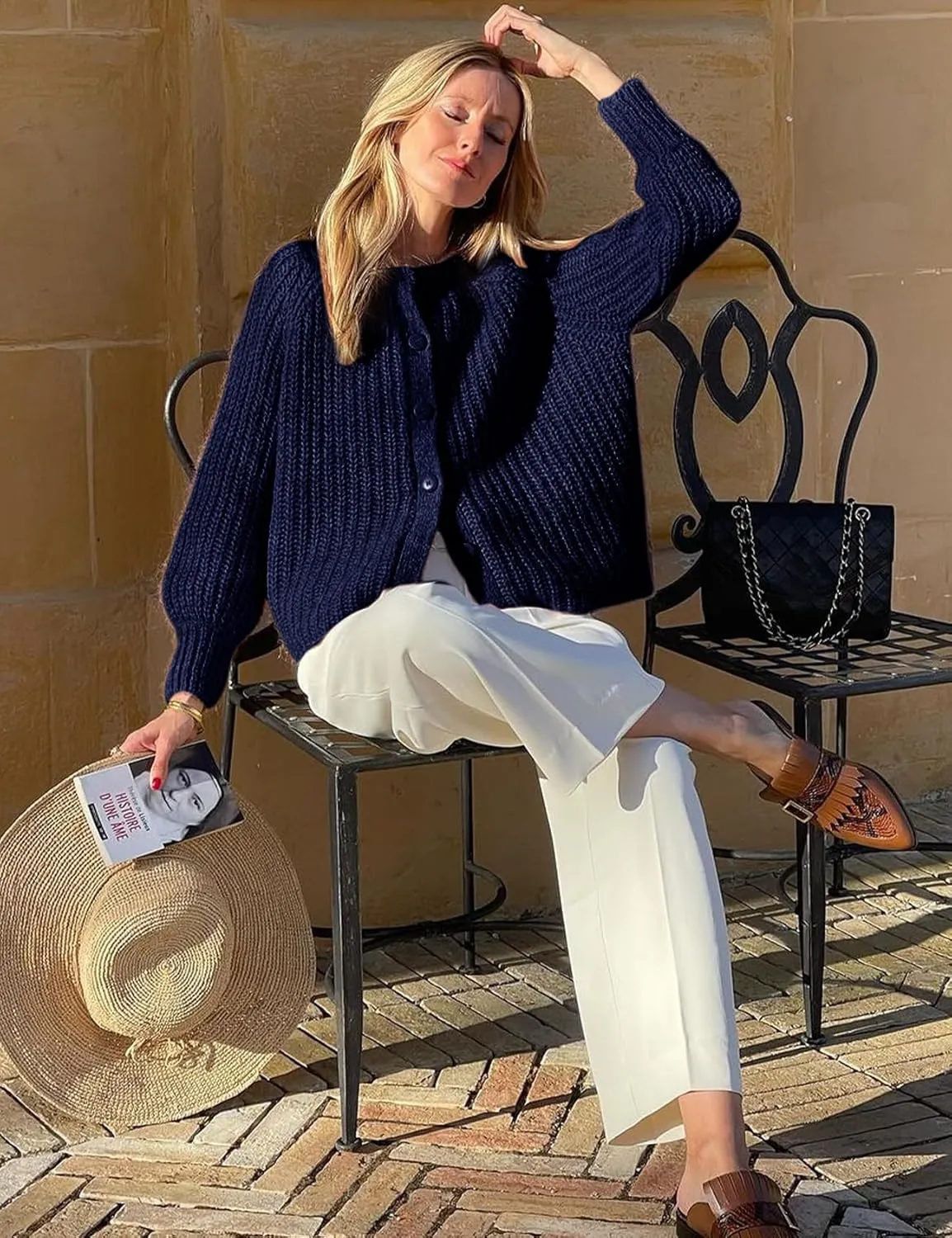 Wyeysyt Womens Cardigan Sweater Button Down Long Sleeve Chunky Soft Knit Sweater Fall Open Front Loose Casual Cardigan Coat