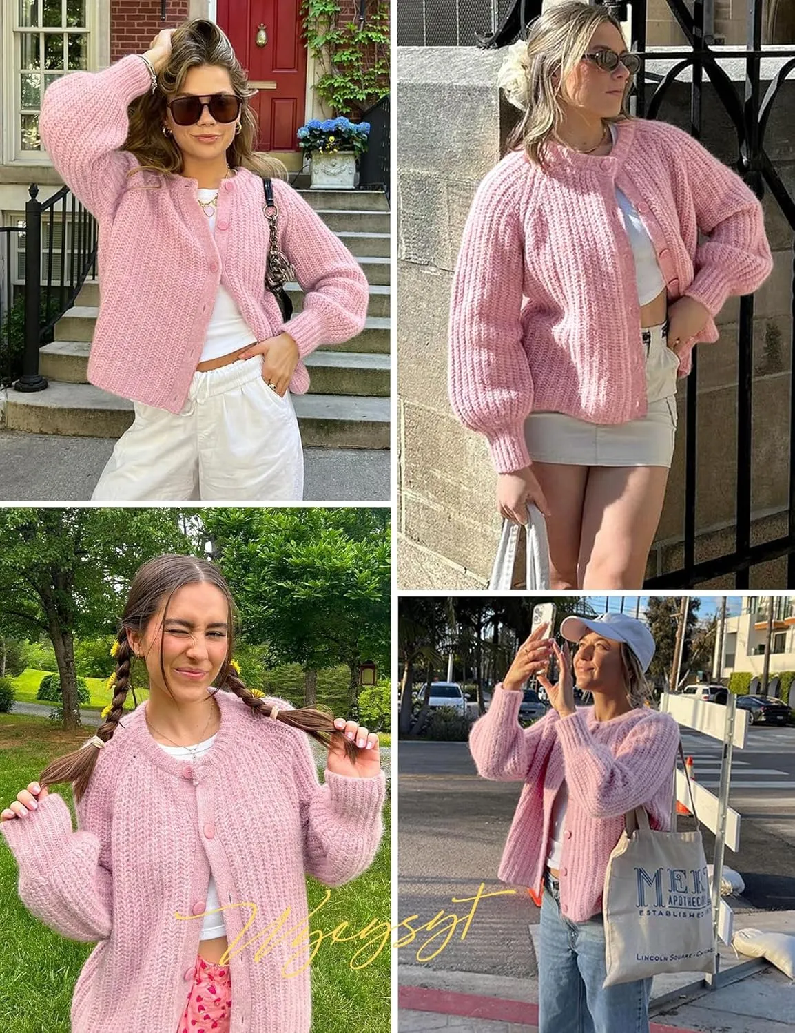 Wyeysyt Womens Cardigan Sweater Button Down Long Sleeve Chunky Soft Knit Sweater Fall Open Front Loose Casual Cardigan Coat