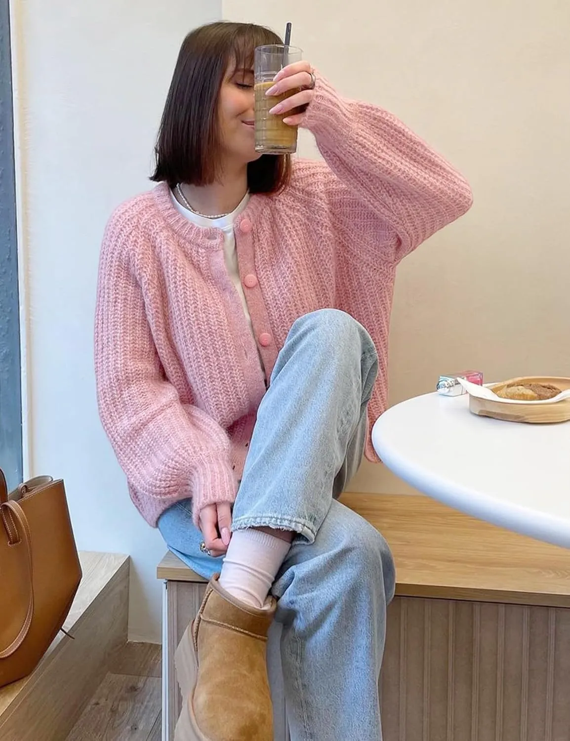 Wyeysyt Womens Cardigan Sweater Button Down Long Sleeve Chunky Soft Knit Sweater Fall Open Front Loose Casual Cardigan Coat