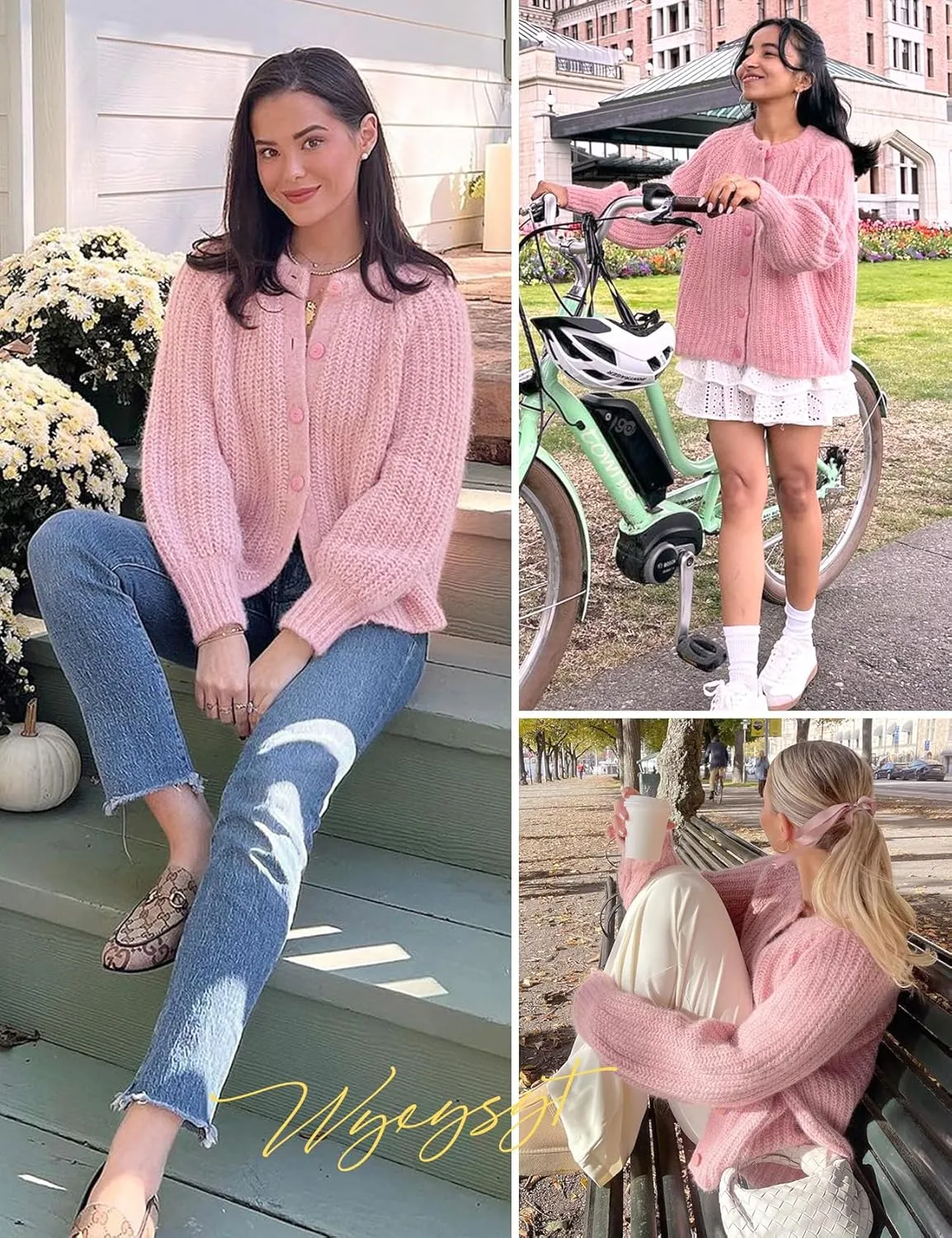 Wyeysyt Womens Cardigan Sweater Button Down Long Sleeve Chunky Soft Knit Sweater Fall Open Front Loose Casual Cardigan Coat
