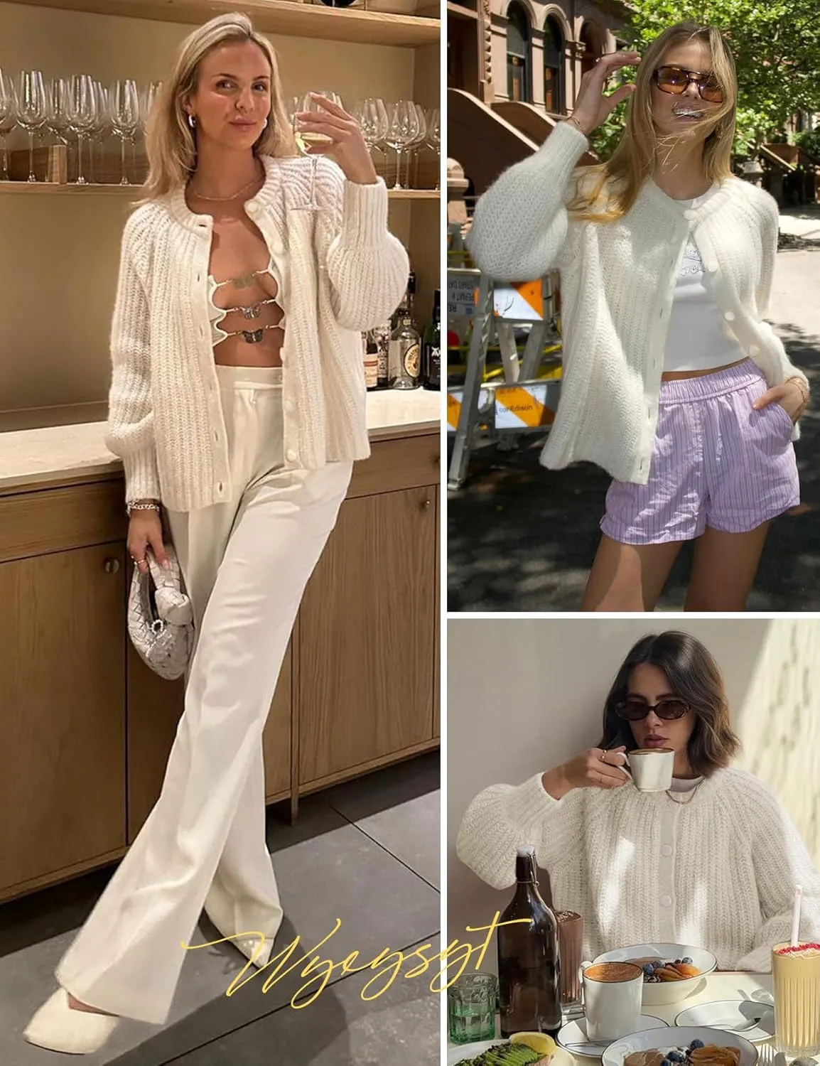 Wyeysyt Womens Cardigan Sweater Button Down Long Sleeve Chunky Soft Knit Sweater Fall Open Front Loose Casual Cardigan Coat