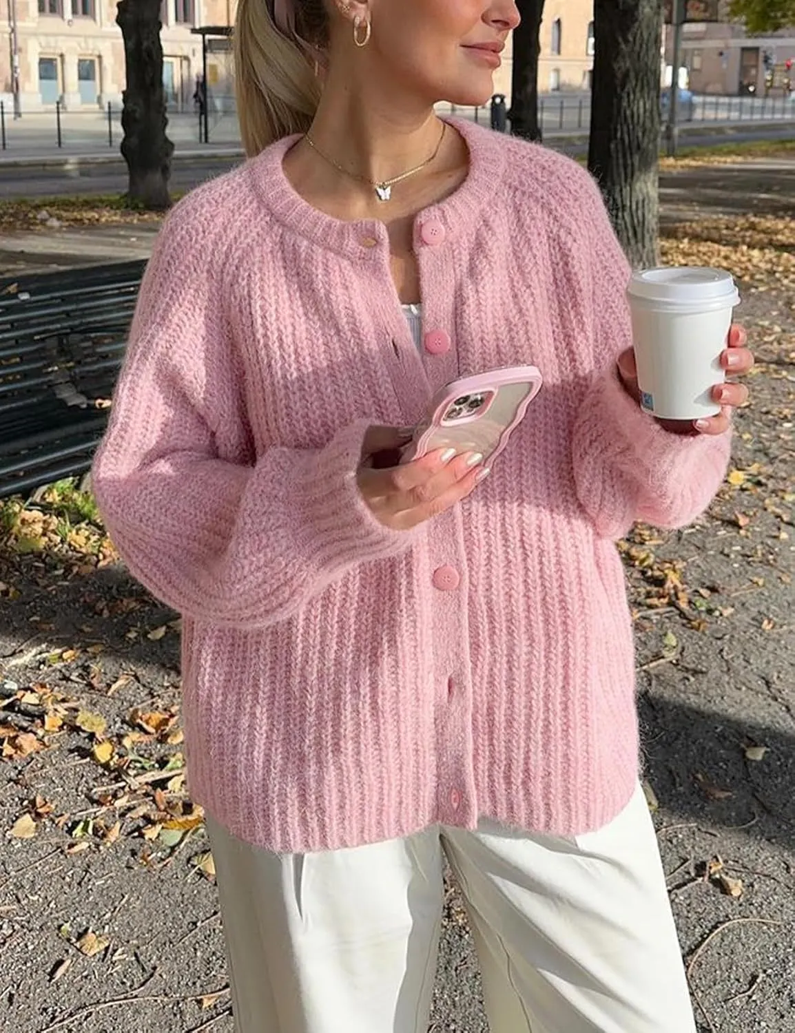 Wyeysyt Womens Cardigan Sweater Button Down Long Sleeve Chunky Soft Knit Sweater Fall Open Front Loose Casual Cardigan Coat
