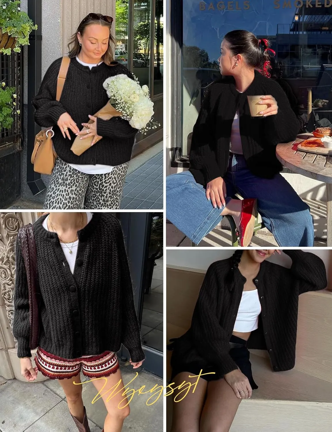 Wyeysyt Womens Cardigan Sweater Button Down Long Sleeve Chunky Soft Knit Sweater Fall Open Front Loose Casual Cardigan Coat