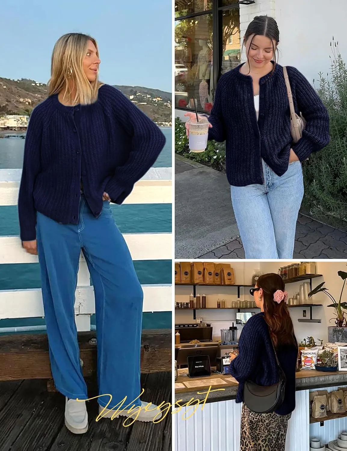 Wyeysyt Womens Cardigan Sweater Button Down Long Sleeve Chunky Soft Knit Sweater Fall Open Front Loose Casual Cardigan Coat