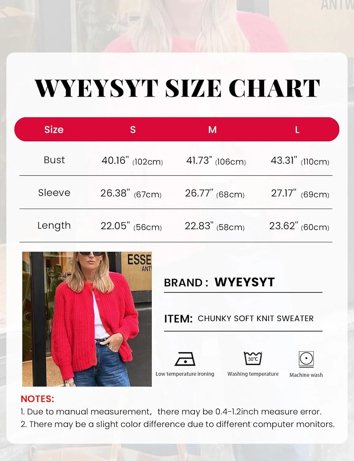 Wyeysyt Womens Cardigan Sweater Button Down Long Sleeve Chunky Soft Knit Sweater Fall Open Front Loose Casual Cardigan Coat