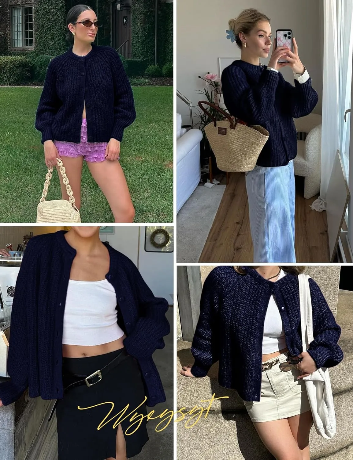 Wyeysyt Womens Cardigan Sweater Button Down Long Sleeve Chunky Soft Knit Sweater Fall Open Front Loose Casual Cardigan Coat