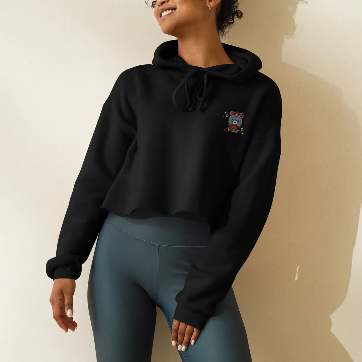 Year of the Rat Embroidered Crop Hoodie