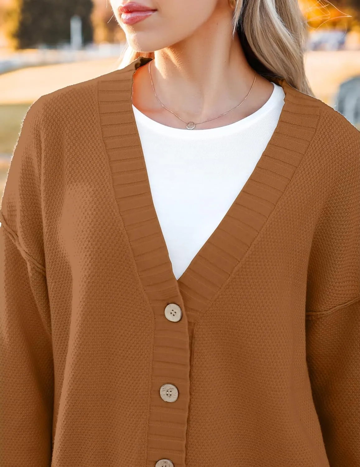 Zeagoo Women's Cardigan 2024 Fall Winter Open Front Oversized Button V Neck Loose Soft Knit Sweater