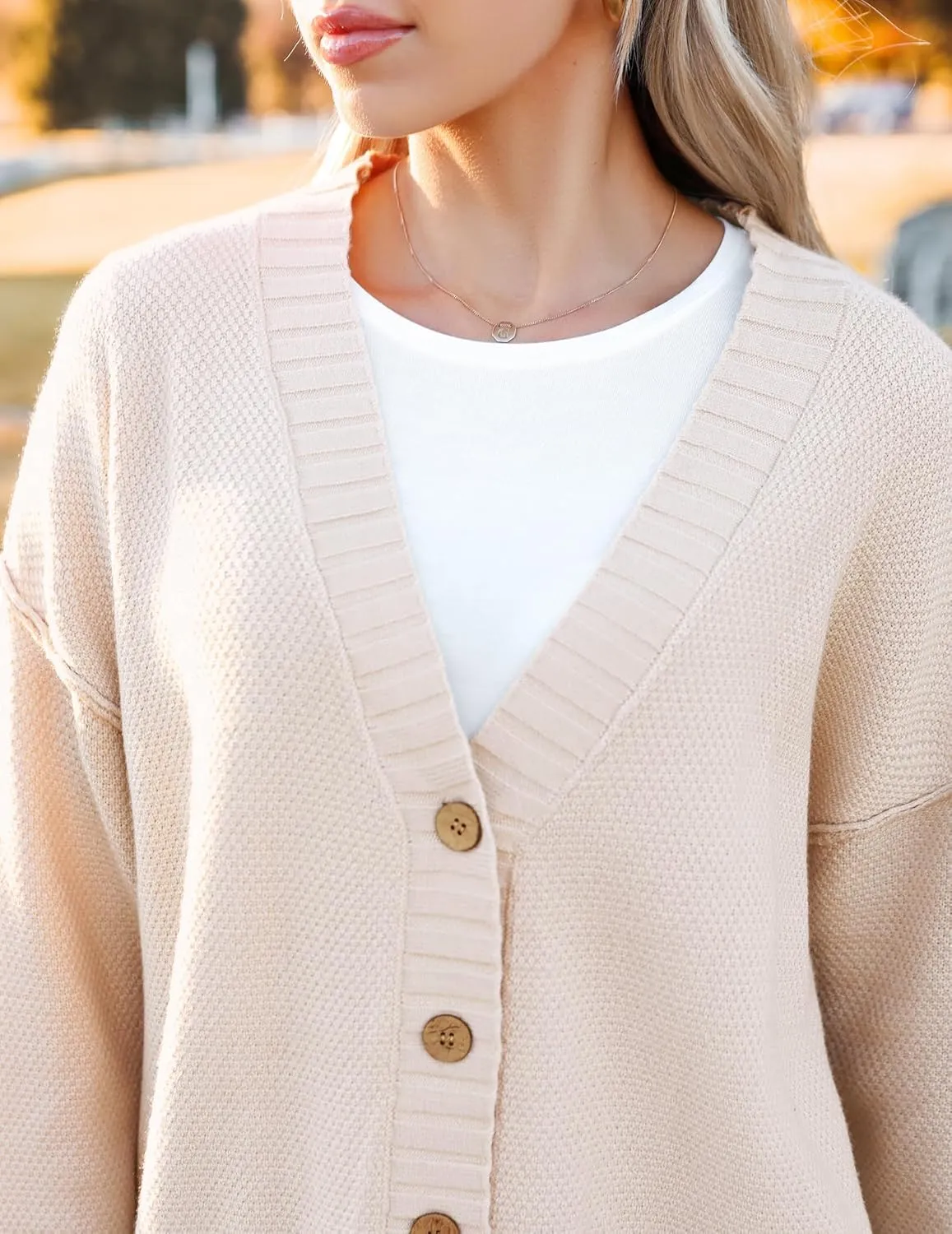 Zeagoo Women's Cardigan 2024 Fall Winter Open Front Oversized Button V Neck Loose Soft Knit Sweater