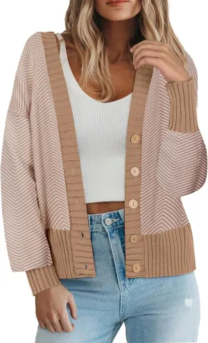 Zeagoo Women's Cardigan 2024 Fall Winter Open Front Oversized Button V Neck Loose Soft Knit Sweater