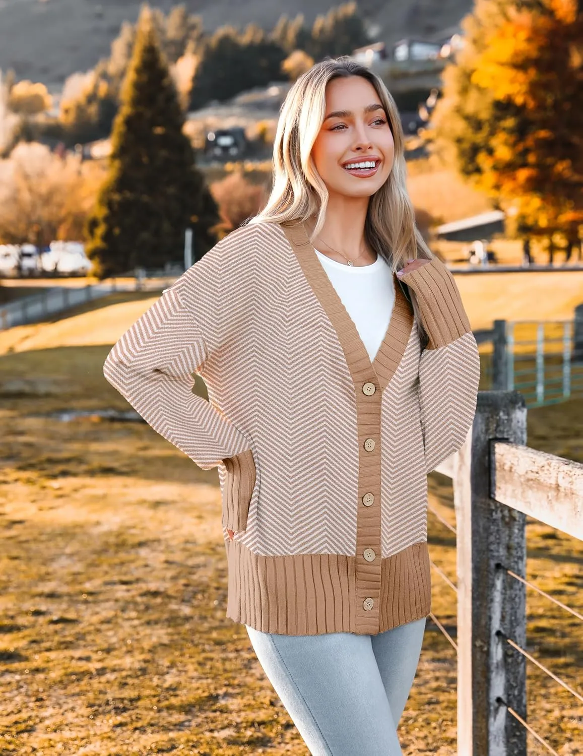 Zeagoo Women's Cardigan 2024 Fall Winter Open Front Oversized Button V Neck Loose Soft Knit Sweater