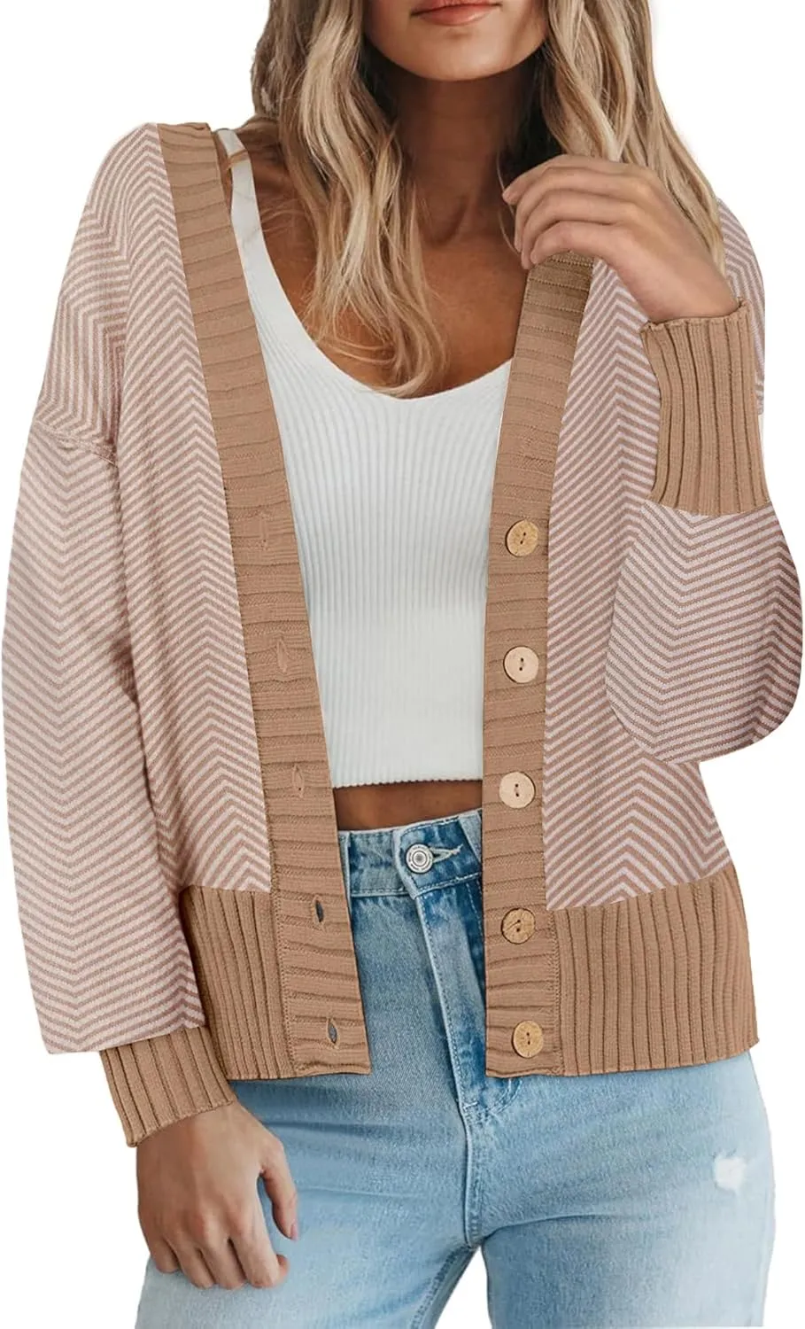 Zeagoo Women's Cardigan 2024 Fall Winter Open Front Oversized Button V Neck Loose Soft Knit Sweater