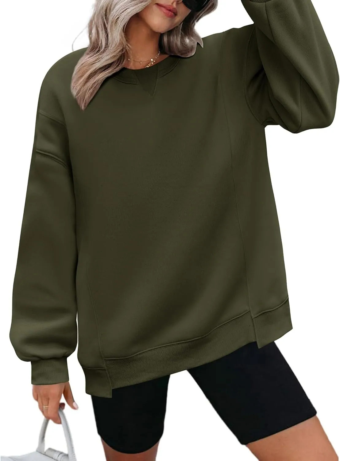 Zeagoo Womens Sweatshirt Long Sleeve Color Block Fleece Hoodies Fall Casual Crewneck Pullover Tunic Tops 2024