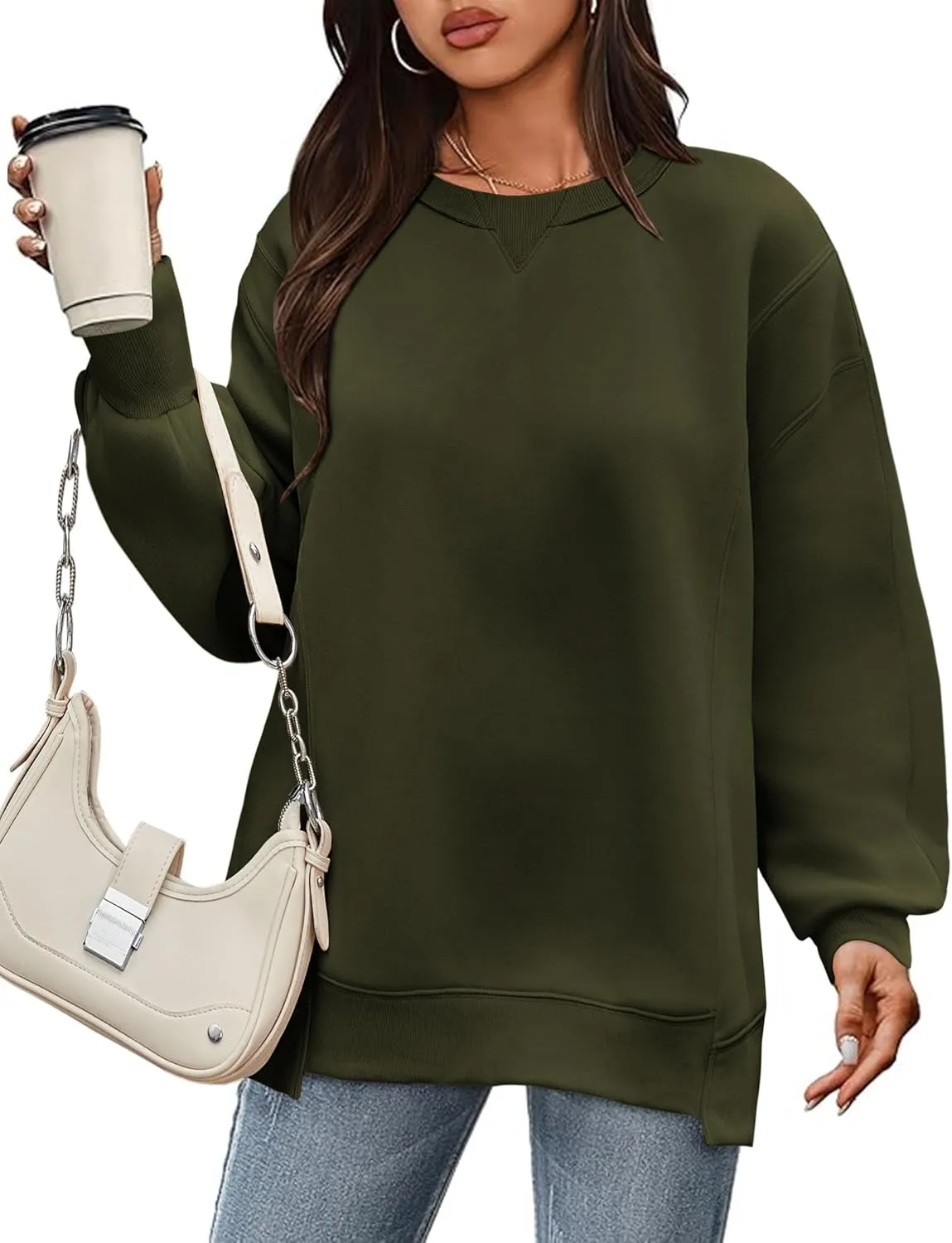 Zeagoo Womens Sweatshirt Long Sleeve Color Block Fleece Hoodies Fall Casual Crewneck Pullover Tunic Tops 2024