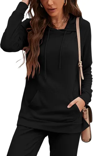 ZHENWEI Sweatsuits for Women Set Jogger Set Hoodie Two Piece Lounge Suit Long Sleeve Athletic Outfits Kangaroo Pockets