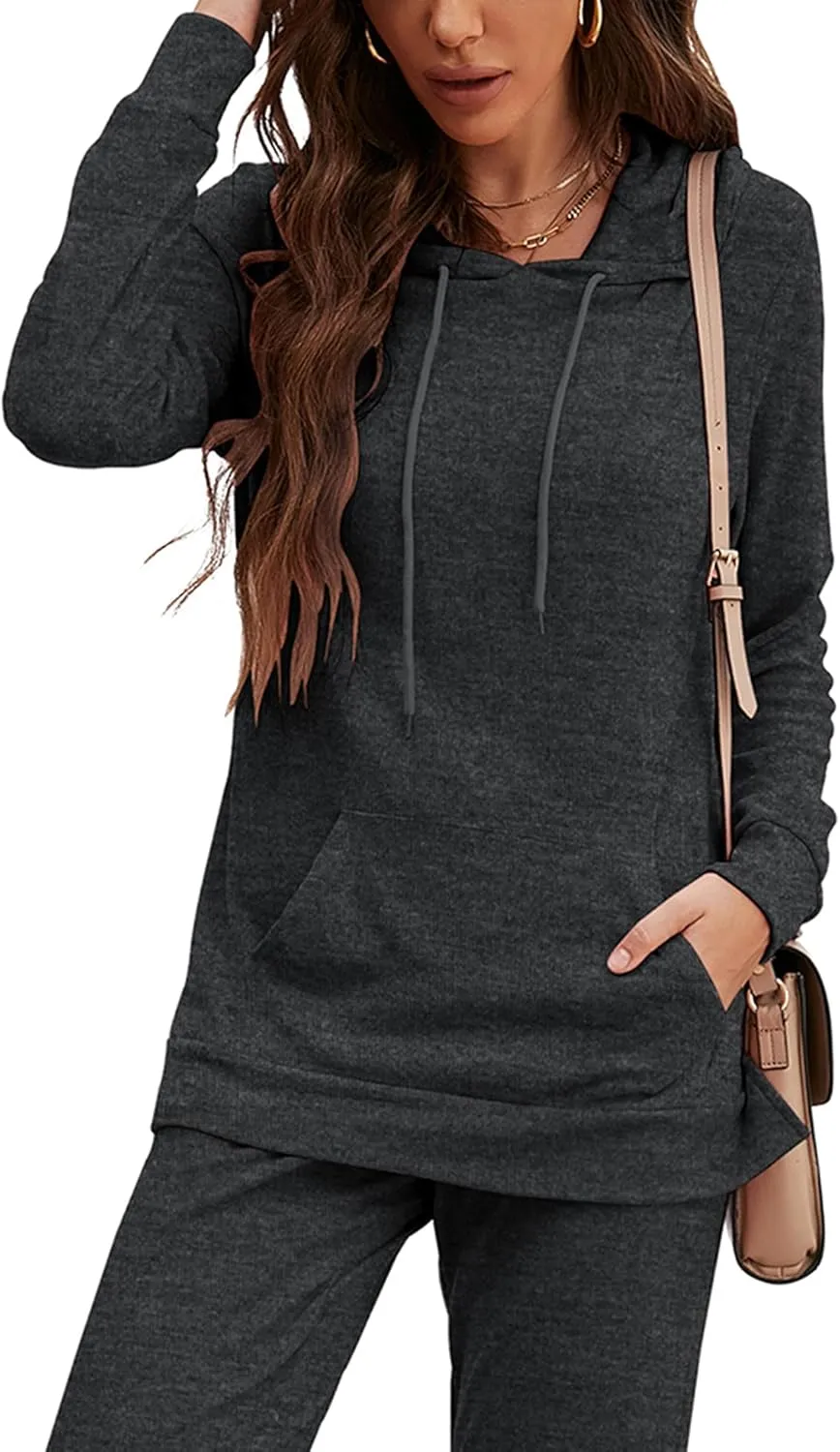 ZHENWEI Sweatsuits for Women Set Jogger Set Hoodie Two Piece Lounge Suit Long Sleeve Athletic Outfits Kangaroo Pockets