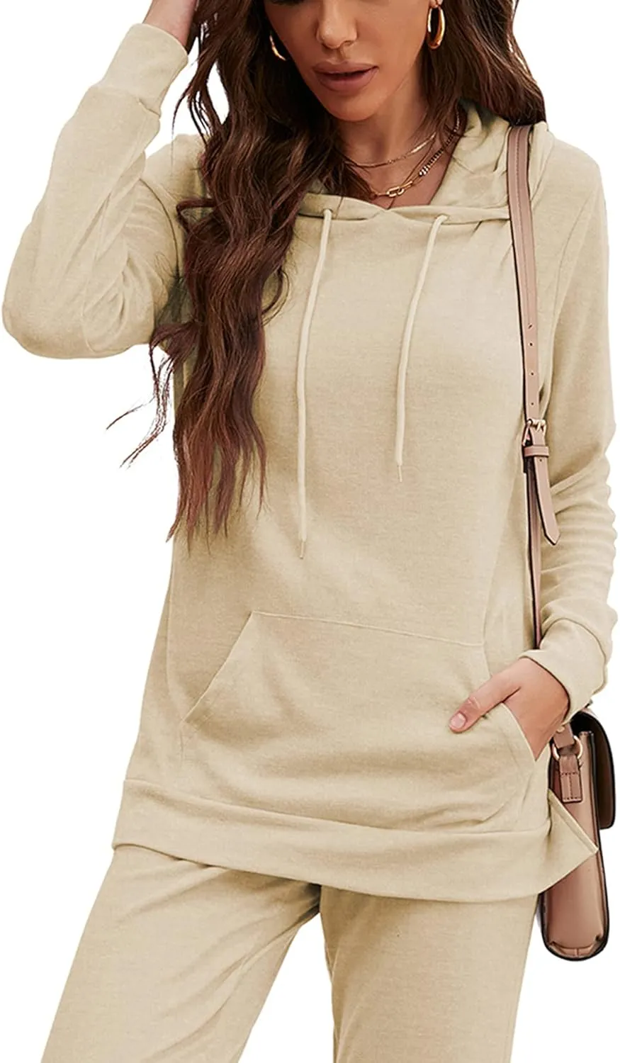 ZHENWEI Sweatsuits for Women Set Jogger Set Hoodie Two Piece Lounge Suit Long Sleeve Athletic Outfits Kangaroo Pockets