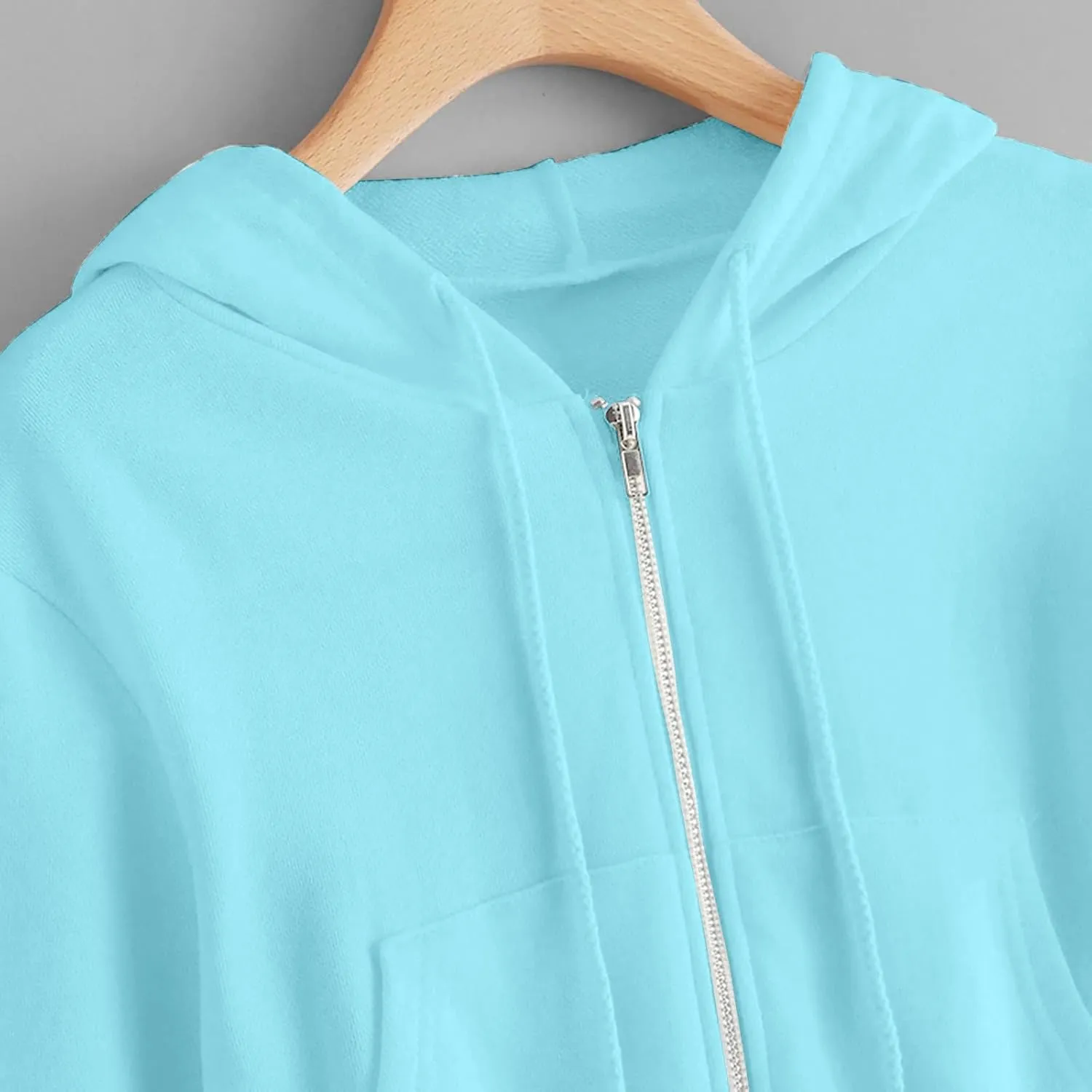 Zip up Hoodie Women Cropped Fashion Sweatshirt Drawstring Hoodies Casual Winter Jackets Long Sleeve Fall Tops 2024