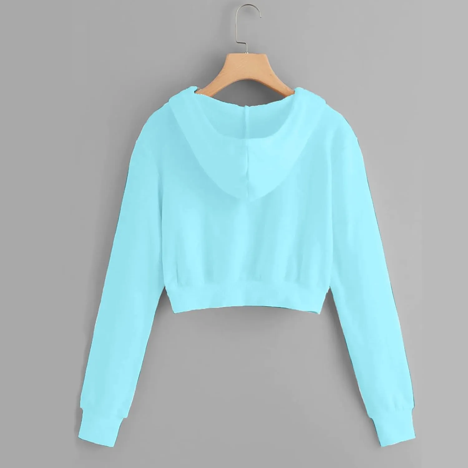 Zip up Hoodie Women Cropped Fashion Sweatshirt Drawstring Hoodies Casual Winter Jackets Long Sleeve Fall Tops 2024