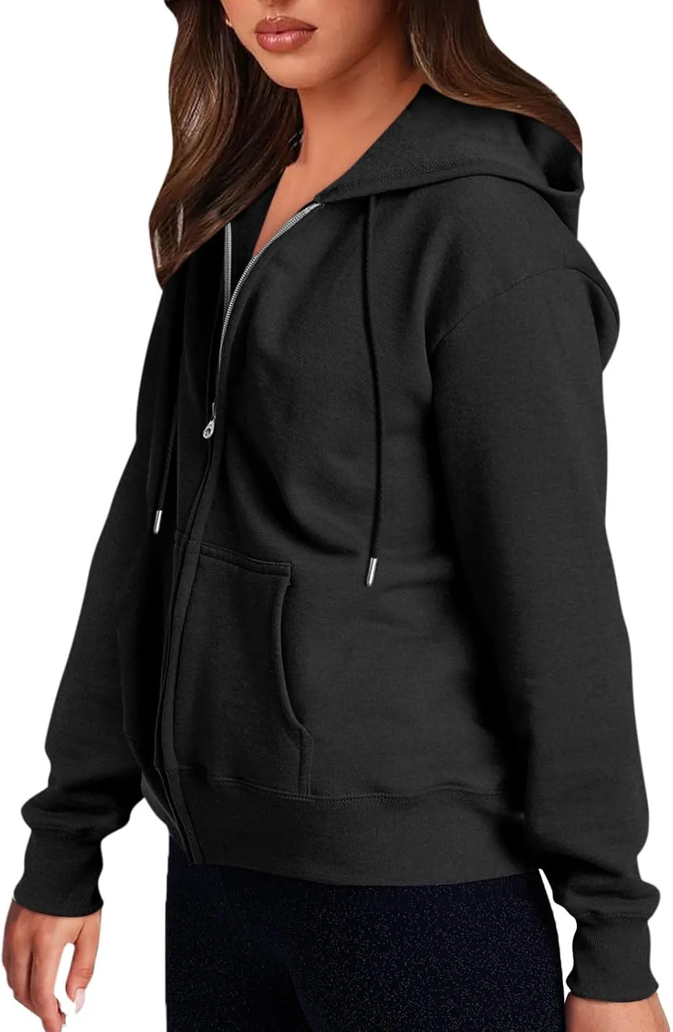 Zip Up Hoodies for Women 2024 Fall Winter Oversized Sweatshirt Fleece Lined Jacket Casual Warm Outfit with Pockets